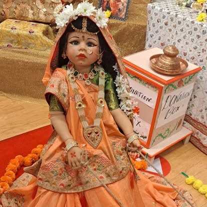 Doll dressed in traditional Indian attire at ISKCON Cedar Park