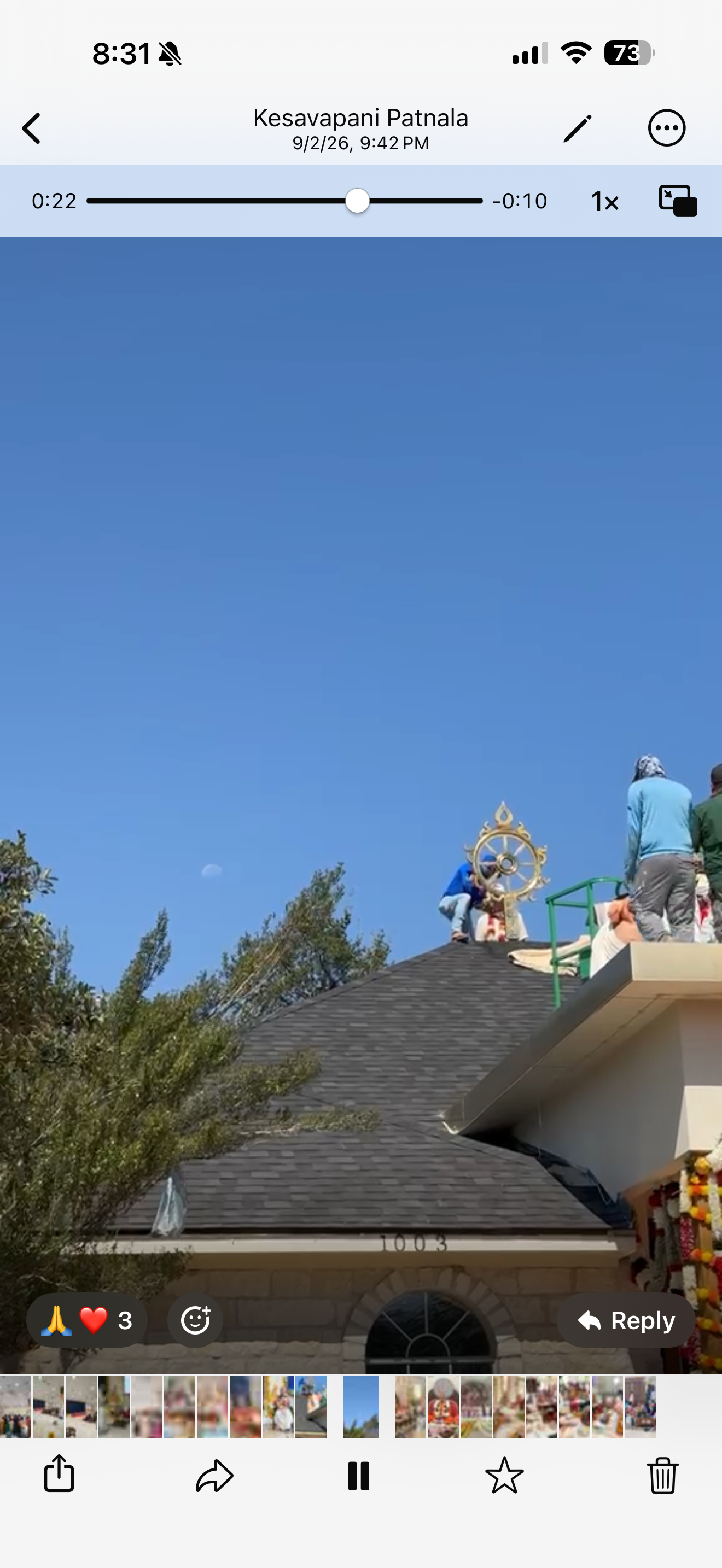 Sudarshana Chakra being installed on the Hare Krishna Temple of Austin roof during the inauguration