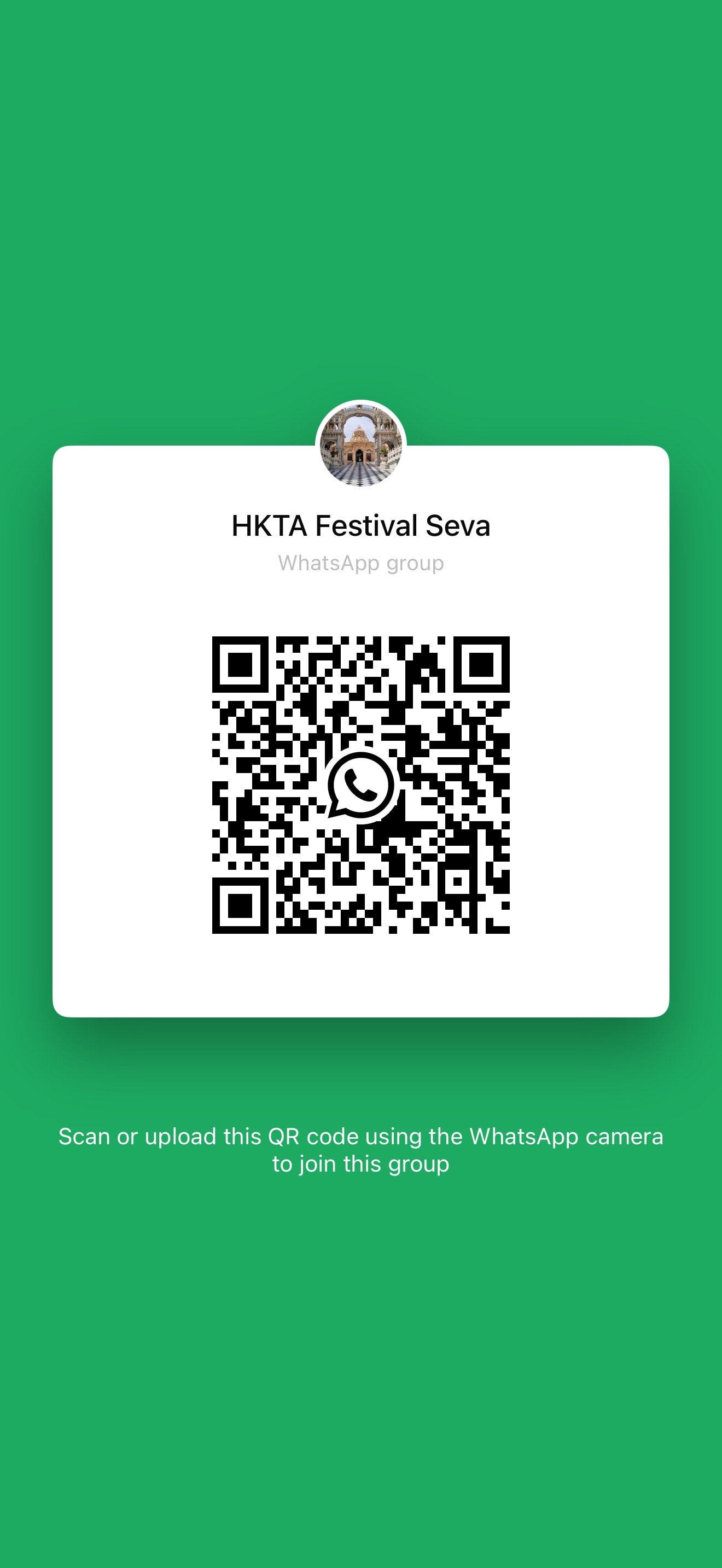 QR code to join HKTA Festival Seva WhatsApp group